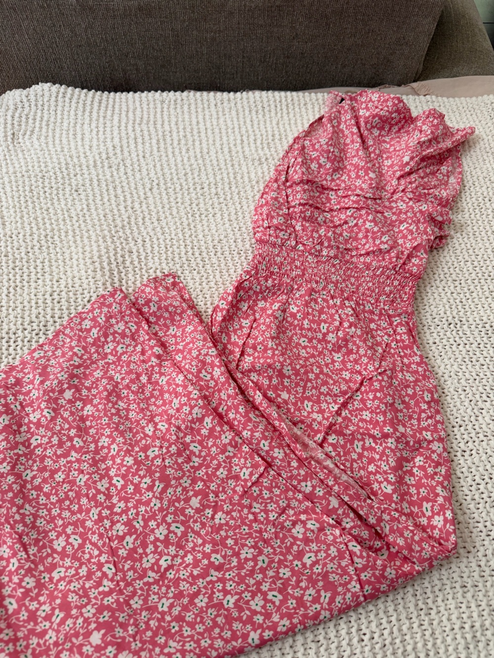 SHEIN Pink Floral Ruffle Maxi Dress NWOT